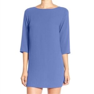 Leith Periwinkle Blue 3/4 Sleeve Shift Dress with Keyhole Back